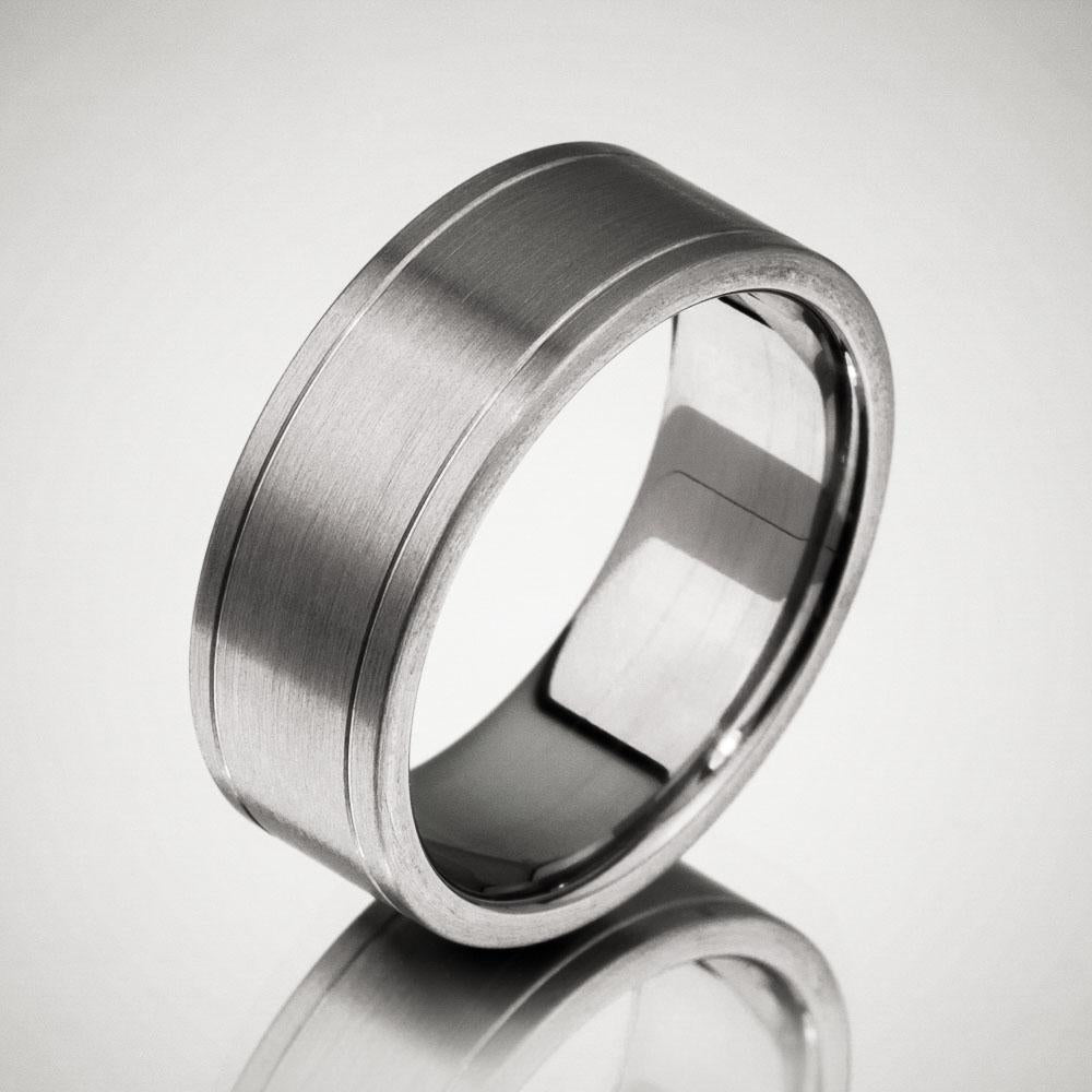 Classic Edge Stripes Titanium Ring