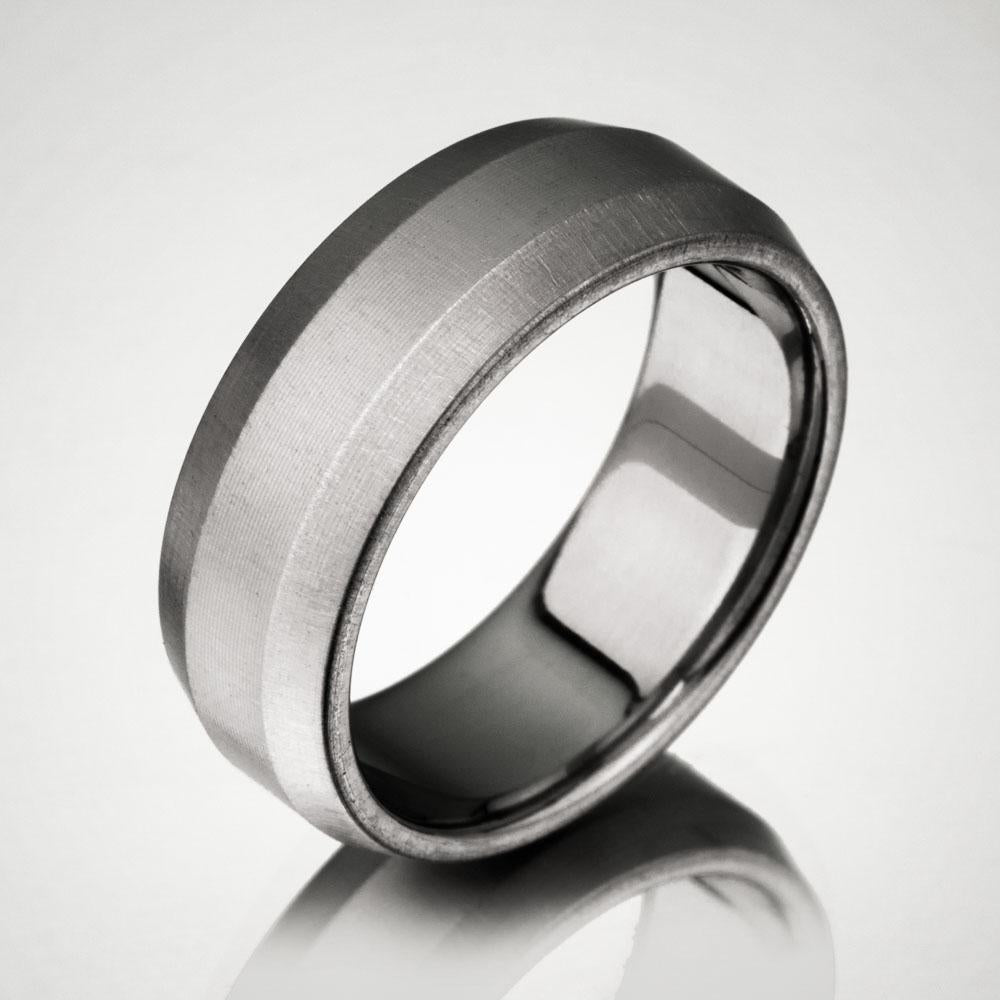 Brushed Beveled Titanium Ring